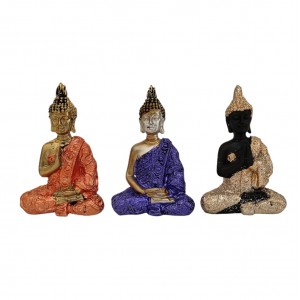 ENFEITE DECORATIVO EM RESINA MODELO BUDA COM 3 PEÇAS  REF: MRES-B166