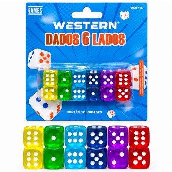 KIT COM 12 DADOS COLORIDOS REF: DAD-12C
