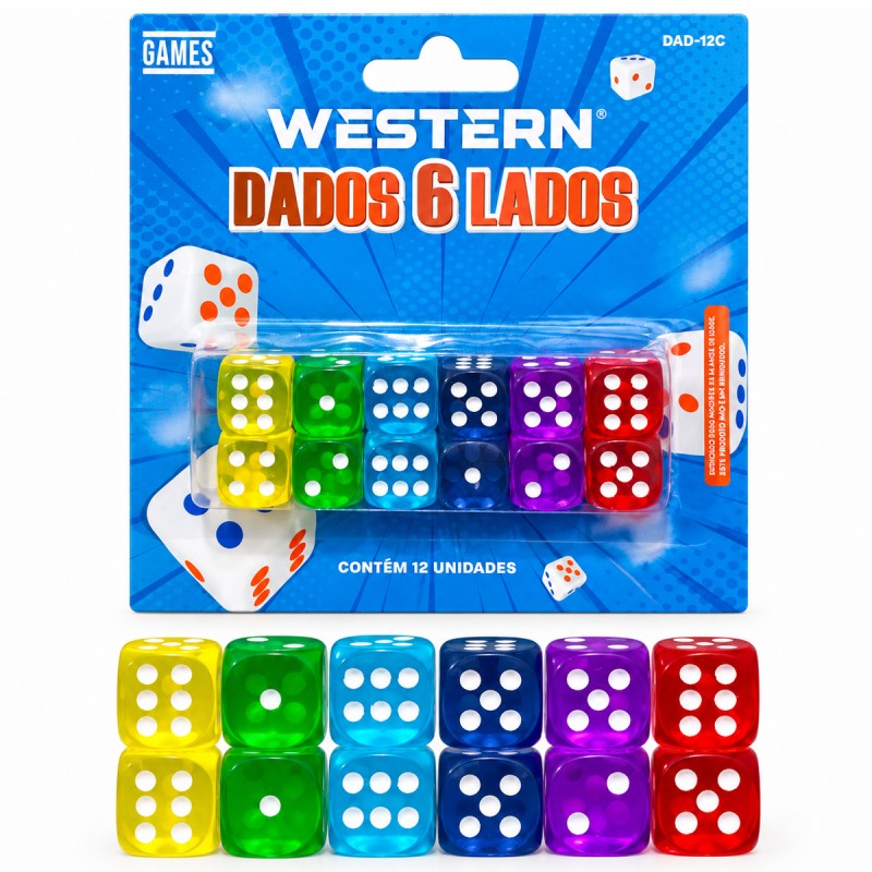KIT COM 12 DADOS COLORIDOS REF: DAD-12C KIT COM 12 DADOS COLORIDOS REF: DAD-12C