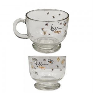 CANECA JUMBO MODELO ABELHAS EM VIDRO 500ML REF: CANC098 CANECA JUMBO MODELO ABELHAS EM VIDRO 500ML REF: CANC098