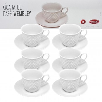XICARA CAFÉ WEMBLE BRANCA 80ML 6 PEÇAS EM PORCELANA REF: JGXC073/BR