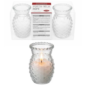 PORTA-VELA HOPE 2 PEÇAS DE VIDRO REF: PVLA023