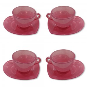 KIT 4 XÍCARAS MODELO HEART EM VIDRO 85ML REF: JGXC093/RS