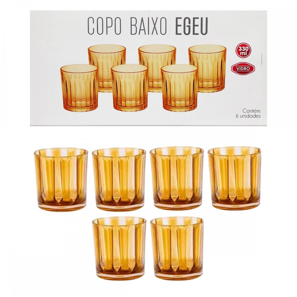 COPO BAIXO EGEU 330ML 6 PEÇAS EM VIDRO REF: CPBX014/AB