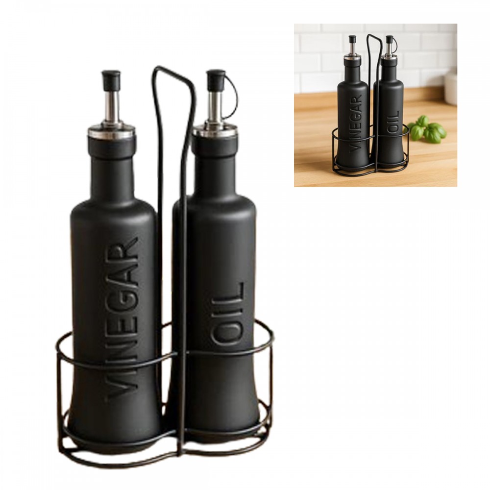KIT 2 GALHETEIRO 300ML EM VIDRO E METAL REF: GLHT057