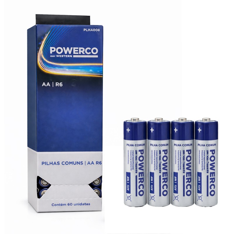 KIT COM 60 PILHAS COMUM AA REF: PLHA008