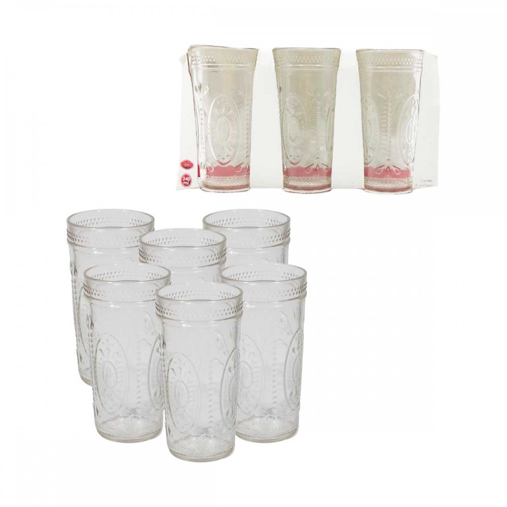 JOGO DE COPOS MODELO BERLIM 240ML 6PÇS EM VIDRO REF: CPLG087