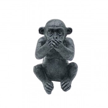 ENFEITE DECORATIVO MODELO MACACO MUDO EM RESINA REF: D-F058PT