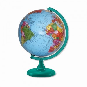 GLOBO TERRESTRE 30CM BASE COR TURQUESA EM PLÁSTICO REF: 313390
