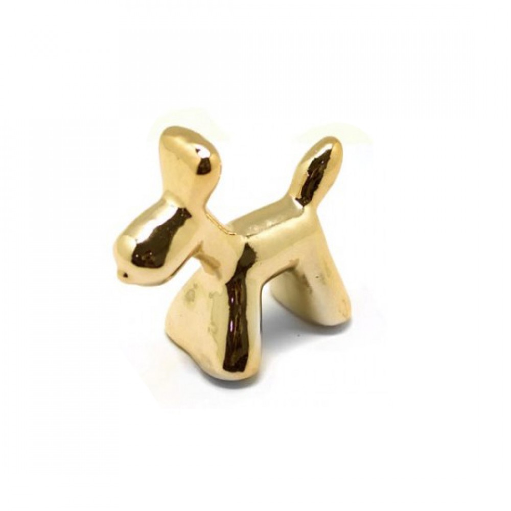 ENFEITE CACHORRO EM CERAMICA DOURADO