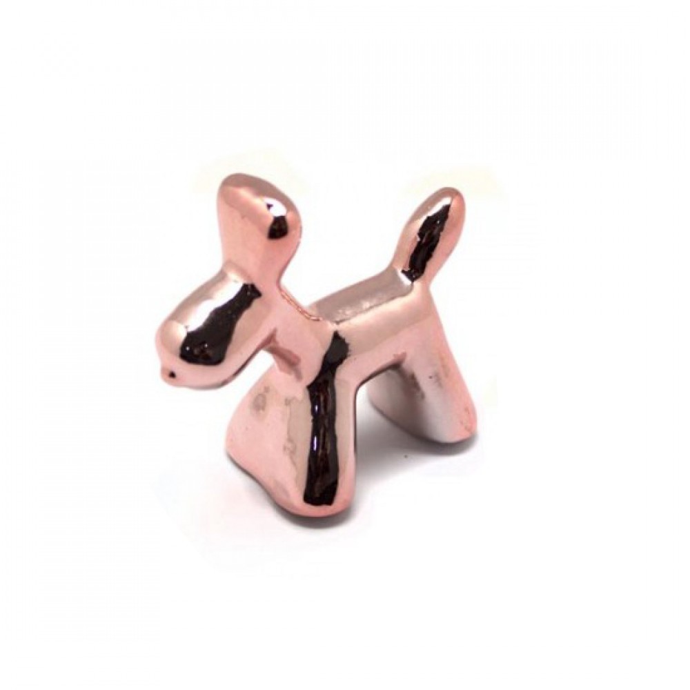 ENFEITE CACHORRO EM CERAMICA ROSE