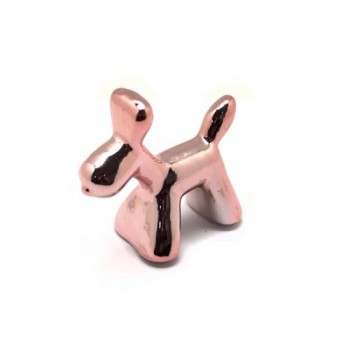ENFEITE CACHORRO EM CERAMICA ROSE ENFEITE CACHORRO EM CERAMICA ROSE