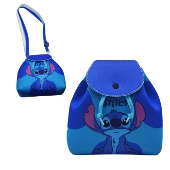 MINI BOLSA INFANTIL MODELO STITCH EM TECIDO POÁ REF: DLB02-ST1