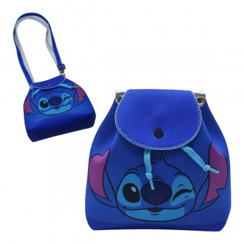 MINI BOLSA INFANTIL MODELO STITCH EM TECIDO POÁ REF: DLB02-ST2