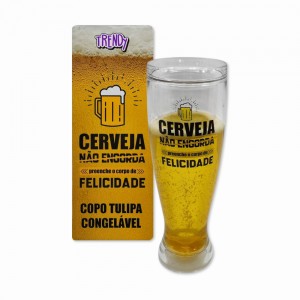 COPO CHOPP TULIPA MODELO CERVEJA NÃO ENGORDA EM ACRÍLICO 450ML REF: TS-122