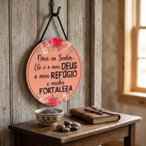 PLACA DECORATIVA DE MADEIRA COM CORDA REF: JPL2261