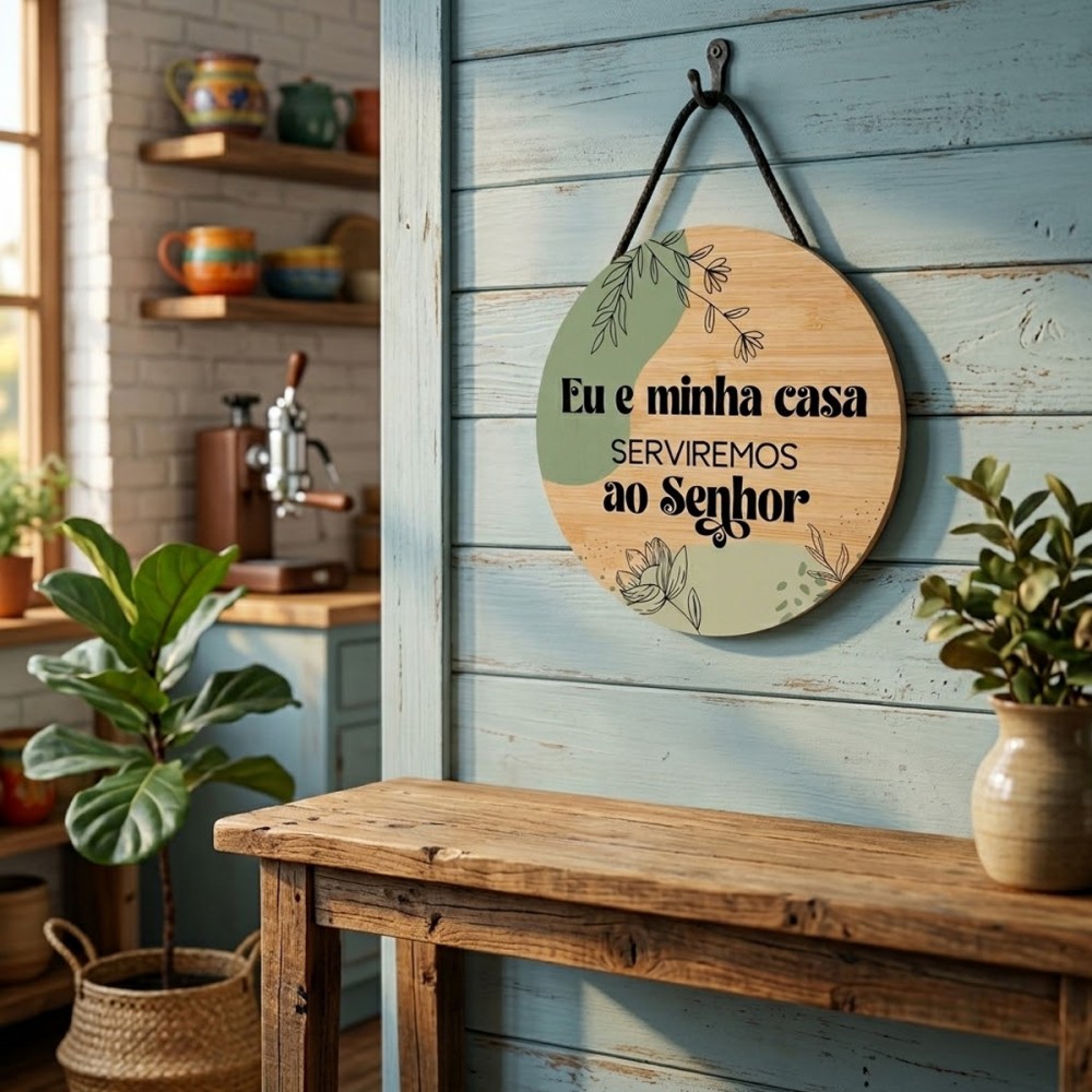 PLACA DECORATIVA DE MADEIRA COM CORDA REF: JPL2262