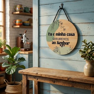 PLACA DECORATIVA DE MADEIRA COM CORDA REF: JPL2262