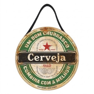 PLACA DECORATIVA DE MADEIRA COM CORDA REF: JPL2264