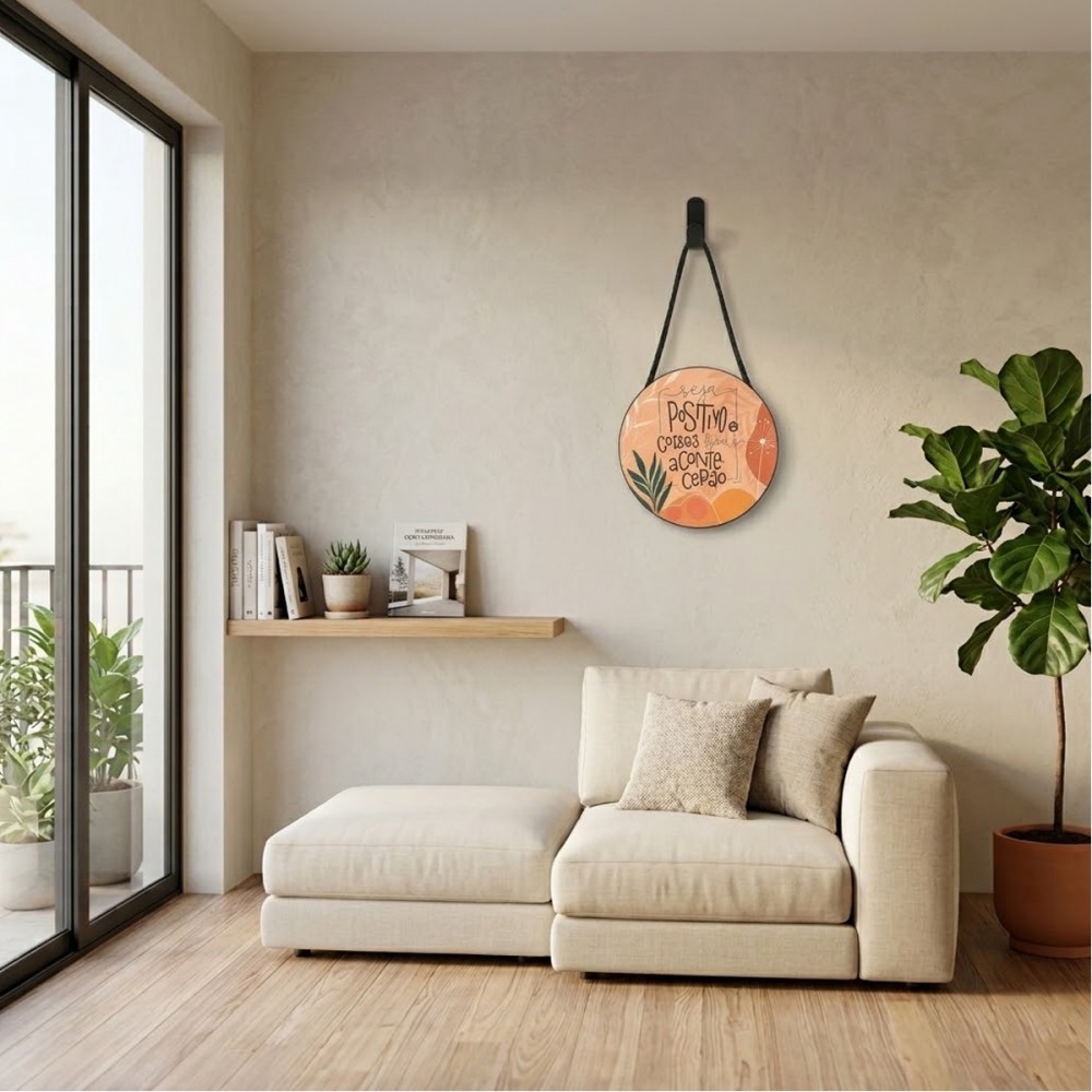 PLACA DECORATIVA DE MADEIRA COM CORDA REF: JPL2265