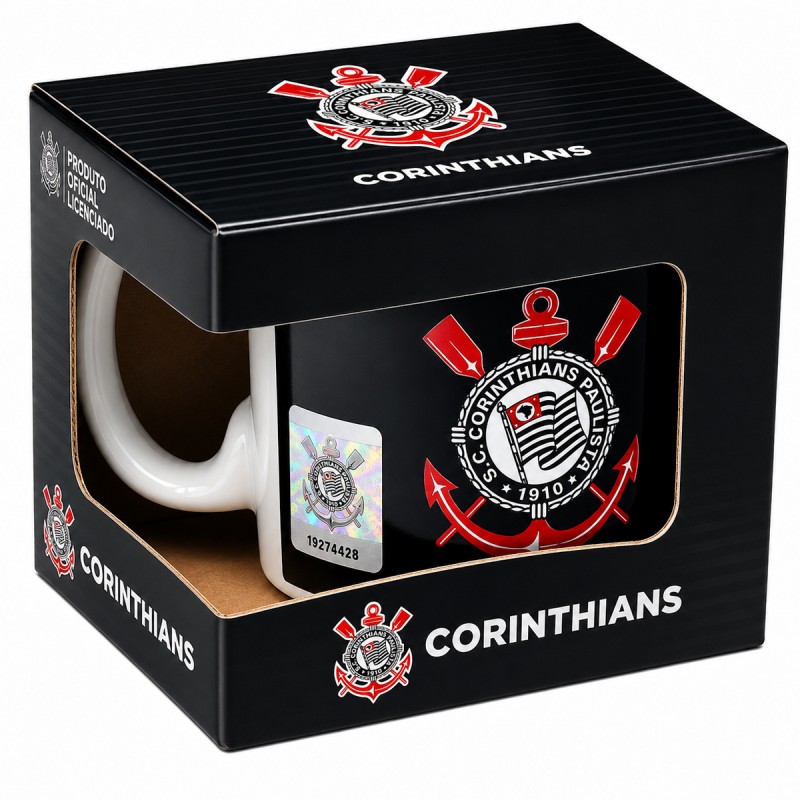CANECA DE PORCELANA 120ML MODELO CORINTHIANS REF: TSP002BR3-1 CANECA DE PORCELANA 120ML MODELO CORINTHIANS REF: TSP002BR3-1
