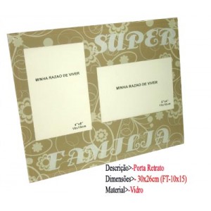 PORTA RETRATO DE VIDRO TAM: 26x30.8x1