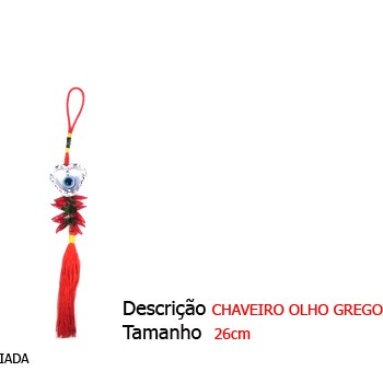 CHAVEIRO OLHO GREGO C/ PIMENTINHAS. TAM: 8X12X0.5CM