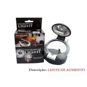 LUPA 62MM C/LUZ DE LED ARMAÇÃO EM PLASTICO E LENTE EM ACRÍLICO  LUPA 62MM C/LUZ DE LED ARMAÇÃO EM PLASTICO E LENTE EM ACRÍLICO