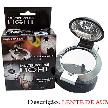 LUPA 62MM C/LUZ DE LED ARMAÇÃO EM PLASTICO E LENTE EM ACRÍLICO LUPA 62MM C/LUZ DE LED ARMAÇÃO EM PLASTICO E LENTE EM ACRÍLICO