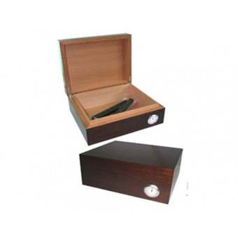 CAIXA DE CHARUTO P/12 PÇS C/ HIGRÔMETRO E UMIDIFICADOR. TAM: 24X20X11CM