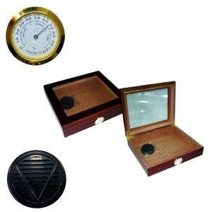 CAIXA DE CHARUTO PARA 12PÇS EM MADEIRA COM HIGRÔMETRO E UMIDIFICADOR REF: VG12770AG