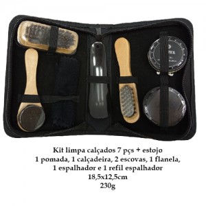 KIT ENGRAXAR SAPATOS 7 PEÇAS + ESTOJO REF: MES29 KIT ENGRAXAR SAPATOS 7 PEÇAS + ESTOJO REF: MES29