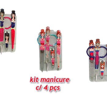 KIT MANICURE C/4PÇS EM METAL. TAM:6.5X11CM