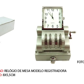 MAQUINA REGISTRADORA EM MINIATURA C/ RELÓGIO
