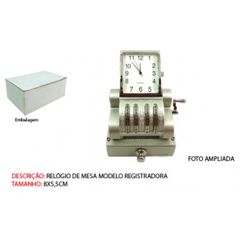 MAQUINA REGISTRADORA EM MINIATURA C/ RELÓGIO