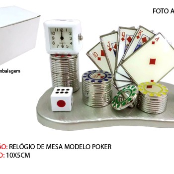 JOGOS DE CASSINO EM MINIATURA C/ RELÓGIO. TAM: 11x5.5x6CM