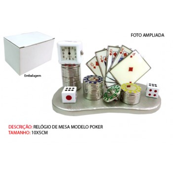 JOGOS DE CASSINO EM MINIATURA C/ RELÓGIO. TAM: 11x5.5x6CM
