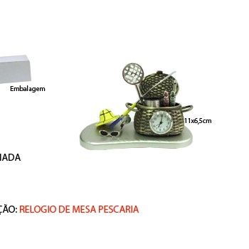 KIT PESCARIA EM MINIATURA C/ RELÓGIO. TAM:11X5.5X6.5CM