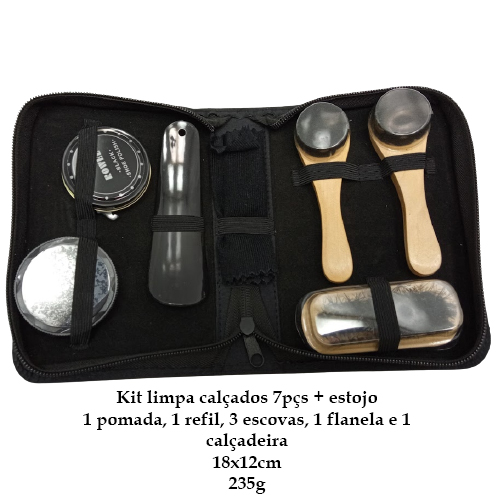 KIT ENGRAXAR SAPATOS 7 PEÇAS + ESTOJO REF: MES37