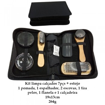 KIT ENGRAXAR SAPATOS 7 PEÇAS + ESTOJO REF: MES39