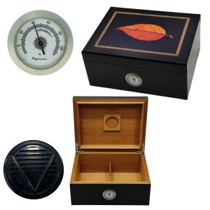 CAIXA DE CHARUTO PARA 25PÇS COM HIGRÔMETRO E UMIDIFICADOR REF: VG50106A