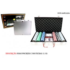 MALETA POCKER C/300 FICHAS. TAM: 38X20.5X6.5CM MALETA POCKER C/300 FICHAS. TAM: 38X20.5X6.5CM