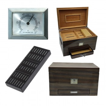 CAIXA UMIDORA PARA 50 CHARUTOS EM MADEIRA MDF REF: HU7PS8
