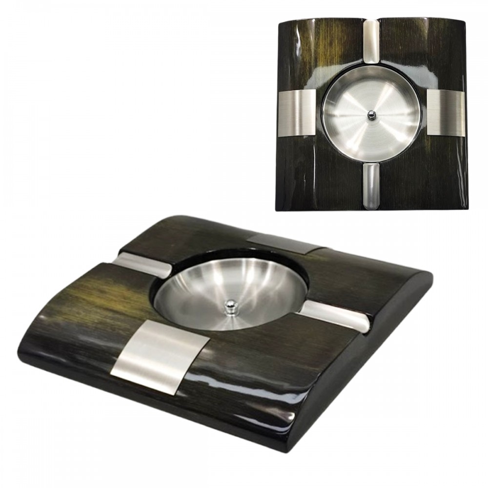 CINZEIRO P/ CHARUTO EM MADEIRA. TAM:25.5X25.5X3.5CM