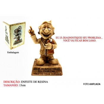 BONECO DE RESINA C/ FRASE