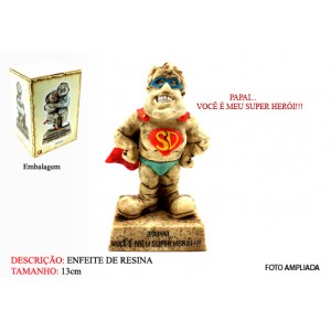 BONECO DE RESINA C/ FRASE. TAM:7.1X6.0X13.7CM