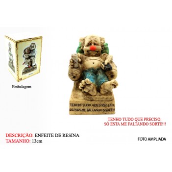 BONECO DE RESINA C/ FRASE