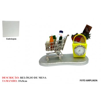 KIT MERCADO EM MINIATURA C/ RELÓGIO. TAM: 11X5.5X8.3CM
