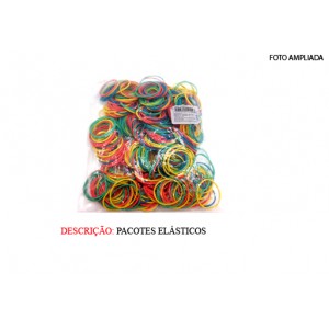 PACOTE DE ELÁSTICO COLORIDO C/100PÇS.TAM: 15X10.5X4CM