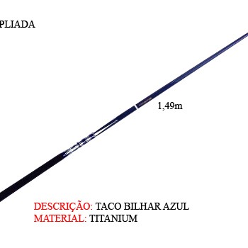 TACO DE BILHAR MODELO: TITANIUM. TAM: 1,49CM TACO DE BILHAR MODELO: TITANIUM. TAM: 1,49CM